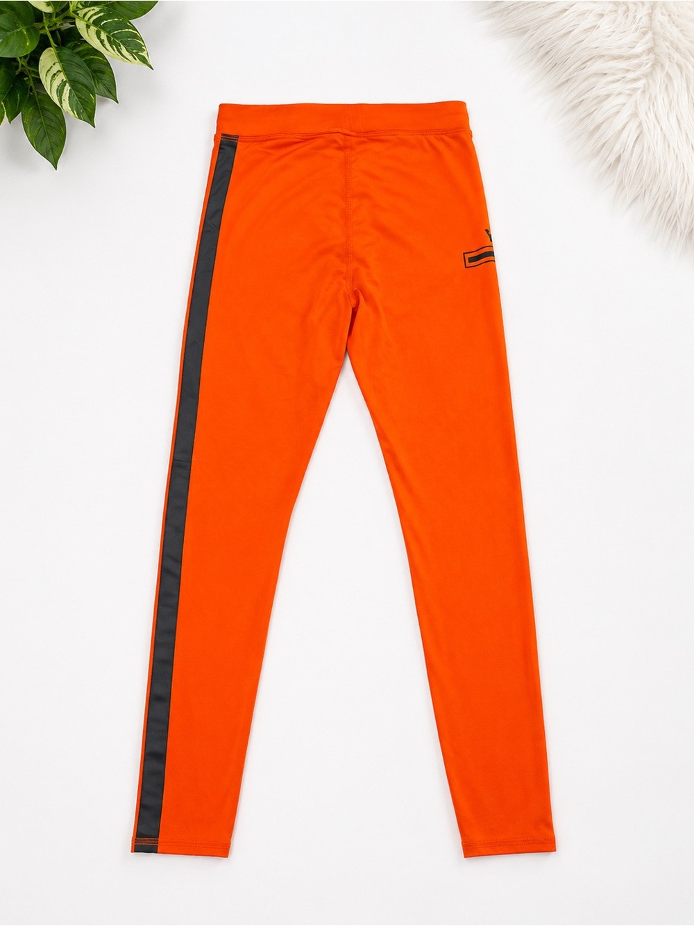 Alo Yoga Orange Performance Leggings Size M Drawstring Athletic Activewear 🧡🖤 - Picture 6 of 9